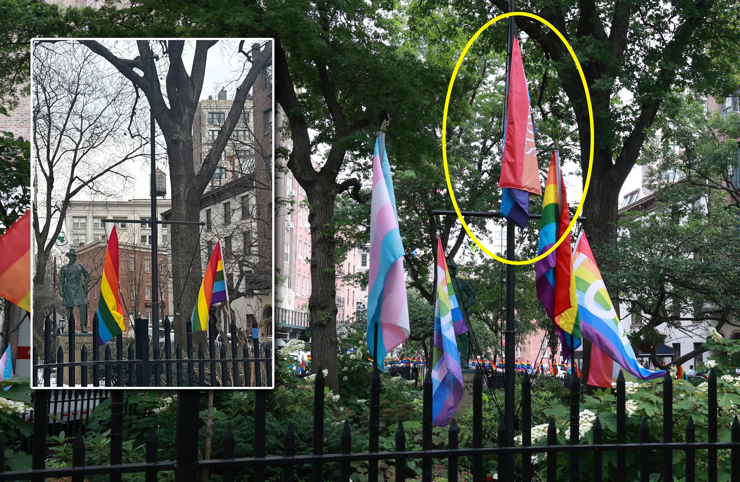Una bandera LGTB ha sido retirada del Monumento Nacional Stonewall.
