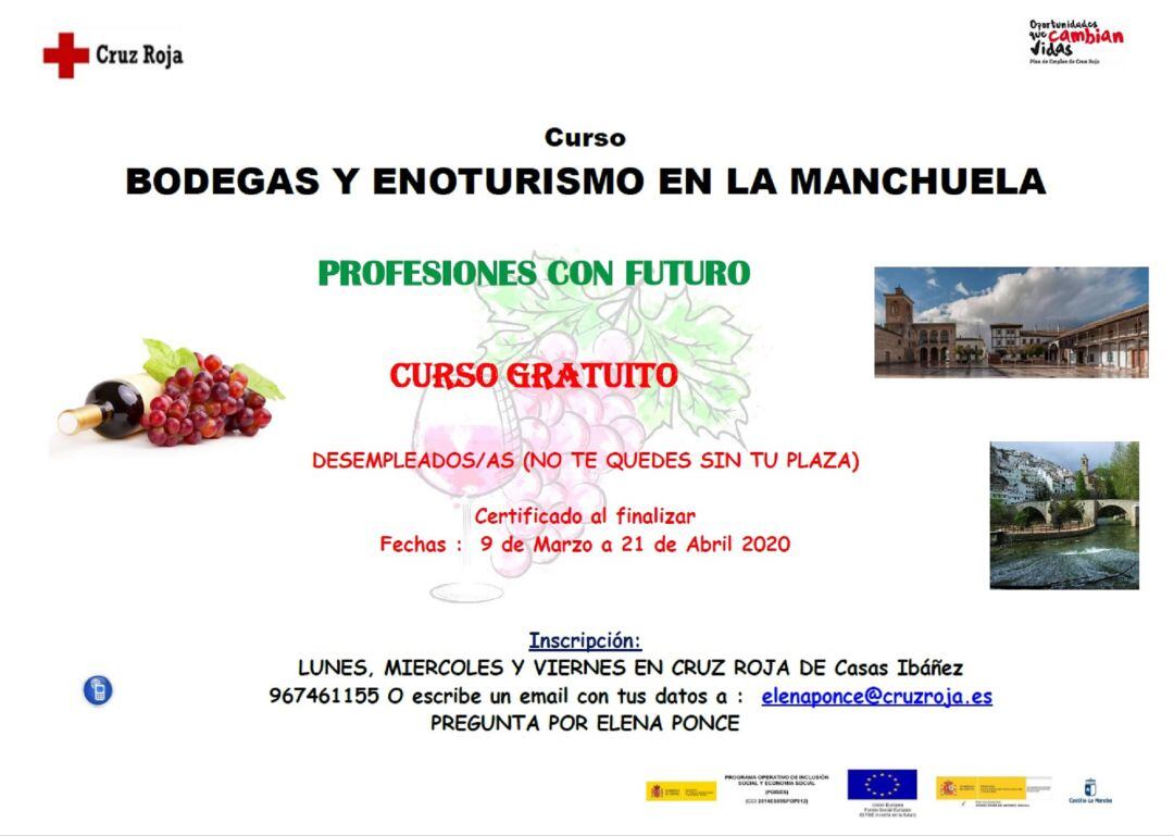 Cartel informativo del curso sobre Bodegas y Enoturismo