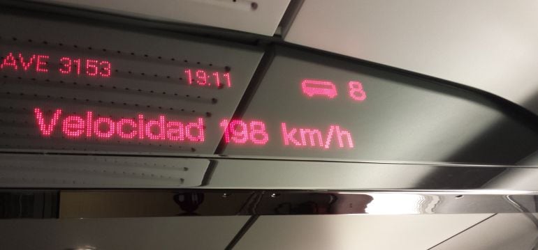 El indicador muestra la máxima velocidad que alcanza el AVE entre Barcelona y Figueres