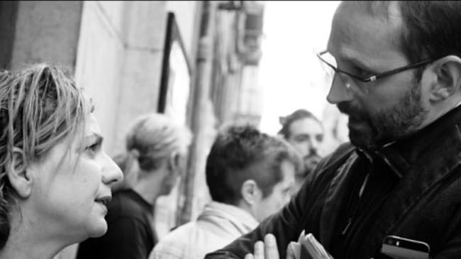 La candidata a Tarragona, Arga Sentís, acompanyada pel líder d'ICV-EUiA, Joan Herrera.