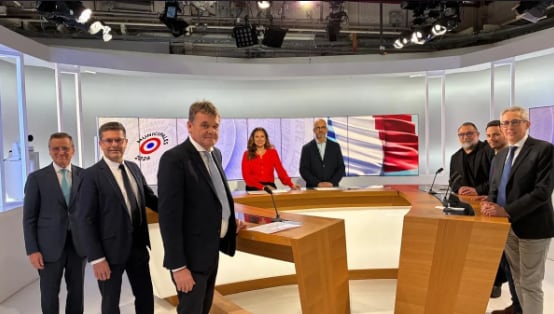Seis de los siete candidatos a la alcaldía de Tarbes participaron en un debate electoral televisado en Ici Occitanie de Radio France (©Radio France - ici Occitanie)