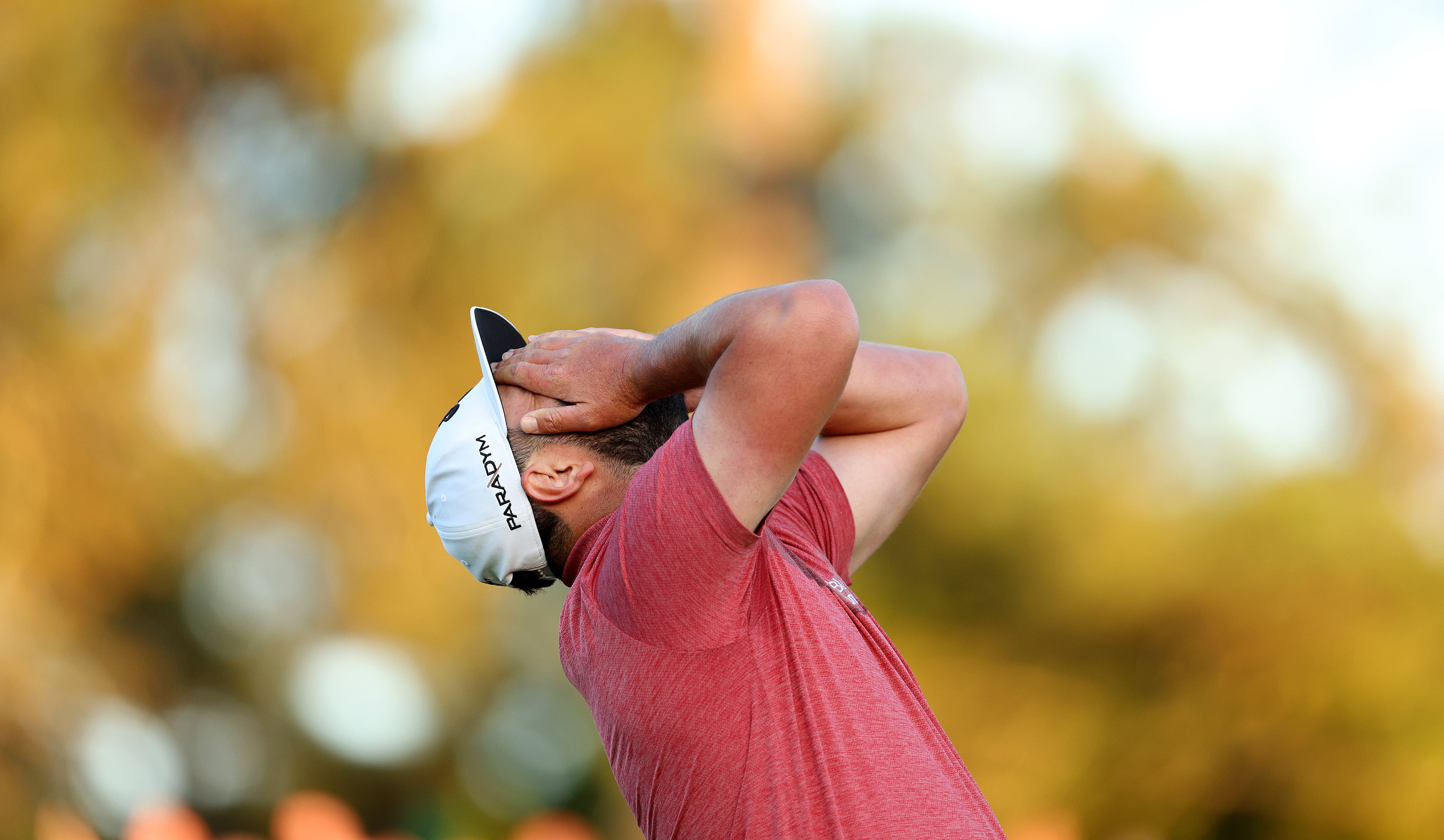 Jon Rahm celebra en el hoyo 18 su victoria en el Masters de Augusta