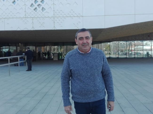 José Carlos Alba (CCOO), a las puertas de la Ciudad de la Justicia.