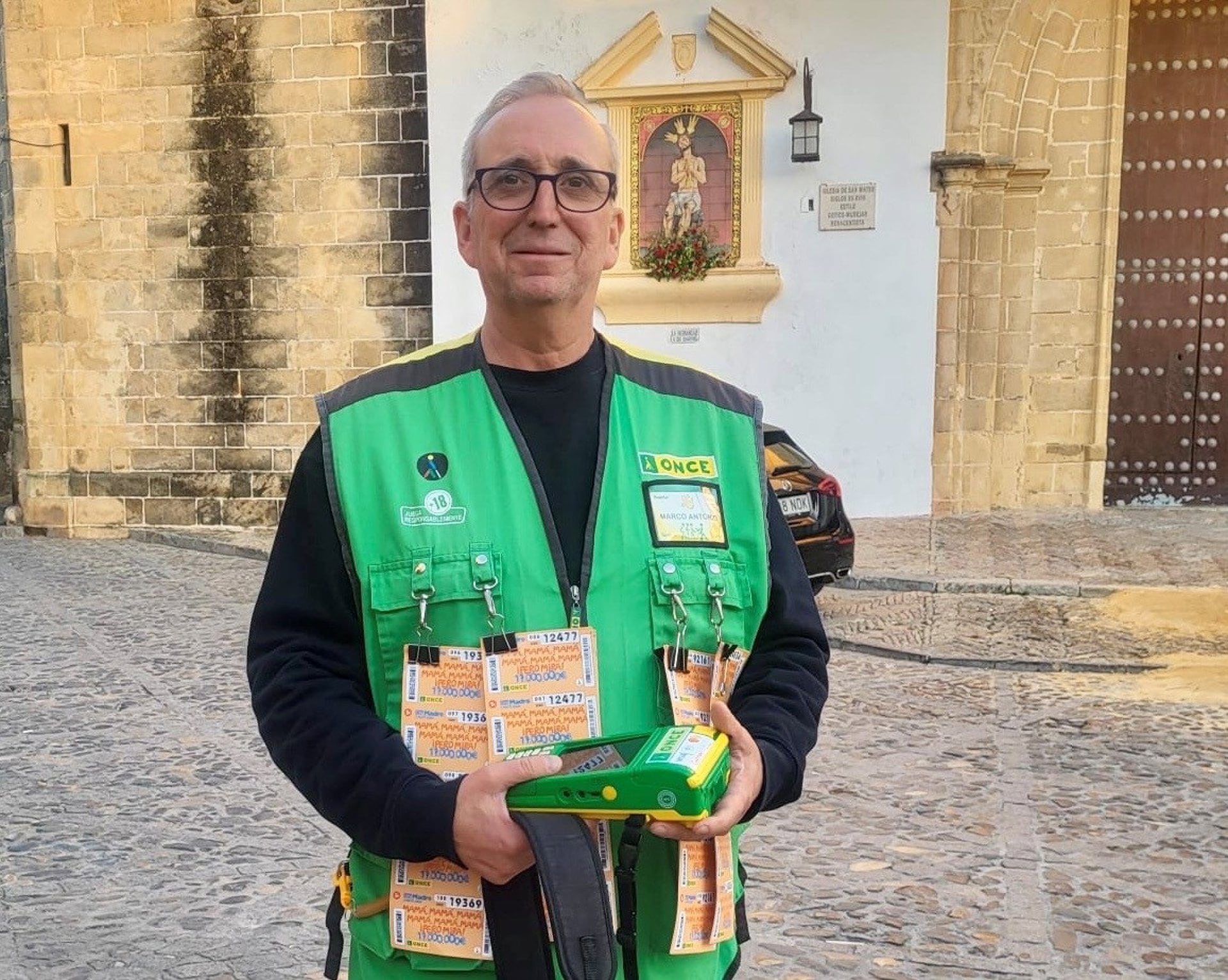 Marco Antonio Márquez, vendedor desde hace dos años de la ONCE en Jerez de la Frontera
