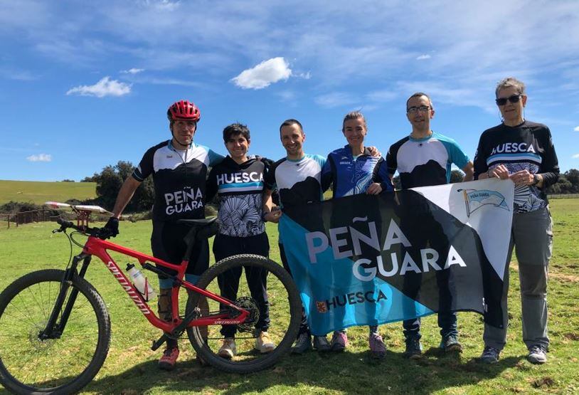 Equipo de Peña Guara que participó en la primera prueba de la Liga de Orientación en MTB