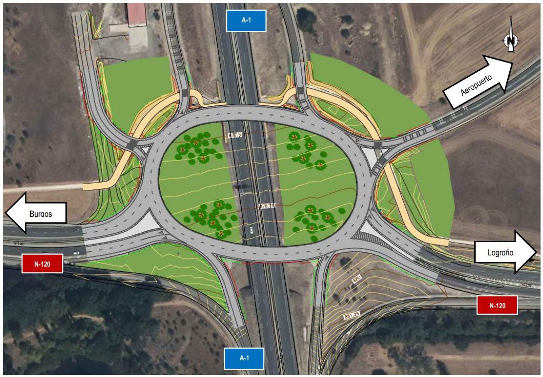 Diseño de la futura rotonda de acceso al aeropuerto de Burgos