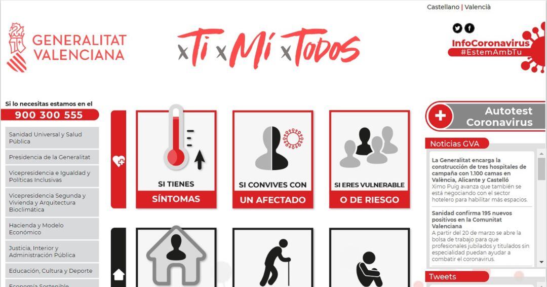 La Generalitat Valenciana ha puesto en marcha una web con información sobre el coronavirus