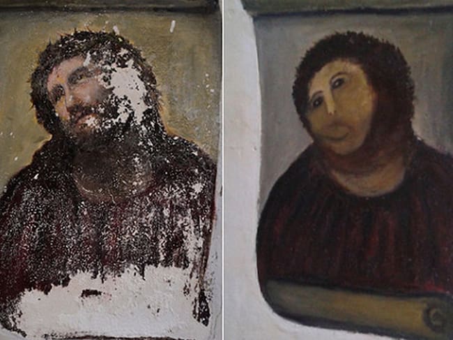 La restauración del Ecce Homo de la iglesia de la localidad de Borja, en Zaragoza, dio la vuelta al mundo. La anciana Cecilia Giménez creó, en 2012, una de las restauraciones más virales de la historia.