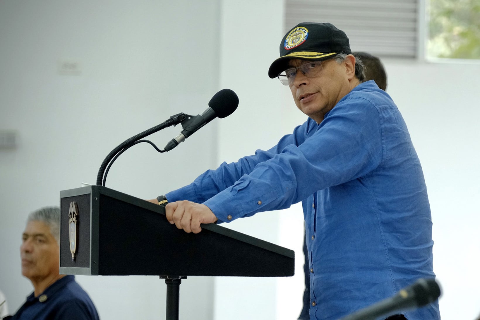 Fotografía cedida por la Presidencia de Colombia del mandatario Gustavo Petro durante un consejo de ministros este lunes, en Ocaña (Colombia). EFE/ Presidencia de Colombia /SOLO USO EDITORIAL NO VENTAS /SOLO DISPONIBLE PARA ILUSTRAR LA NOTICIA QUE ACOMPAÑA (CRÉDITO OBLIGATORIO)