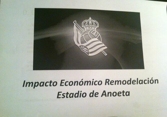 Portada del informe que envió la Real al Gobierno Vasco para la remodelación de Anoeta.