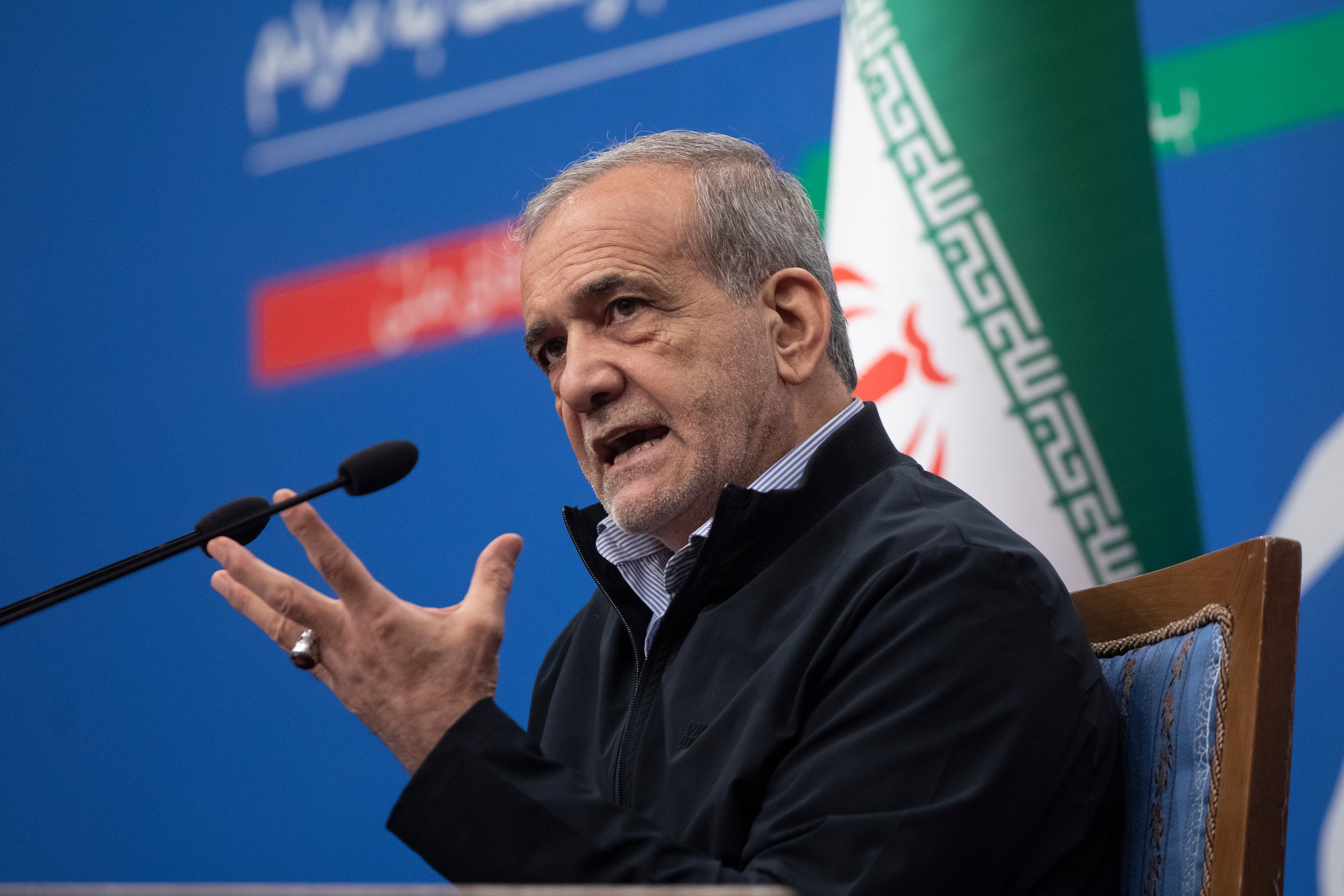 El presidente de Irán, Masoud Pezeshkian, durante una rueda de prensa