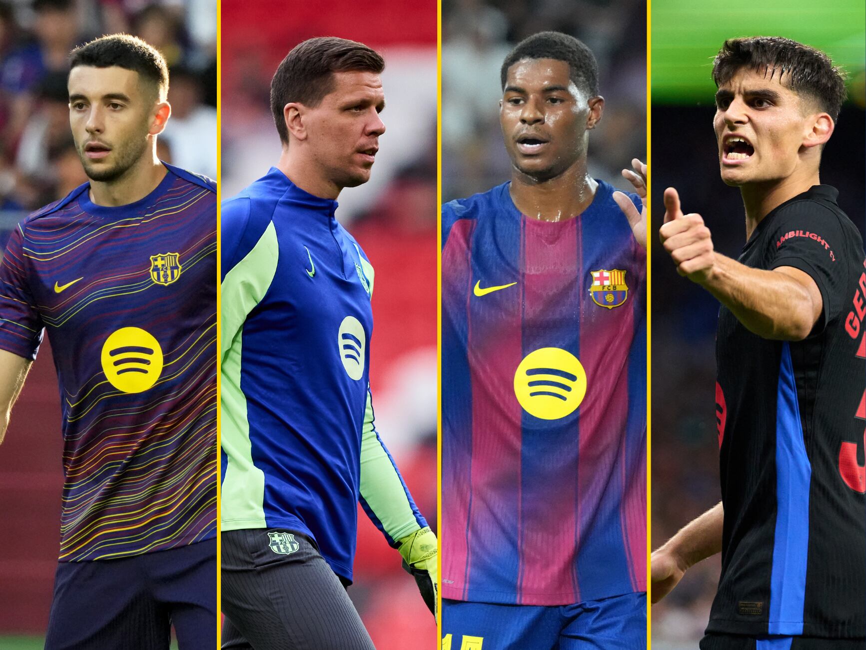 En un montaje, Joan García, Szczesny, Rashford y Gerard Martín