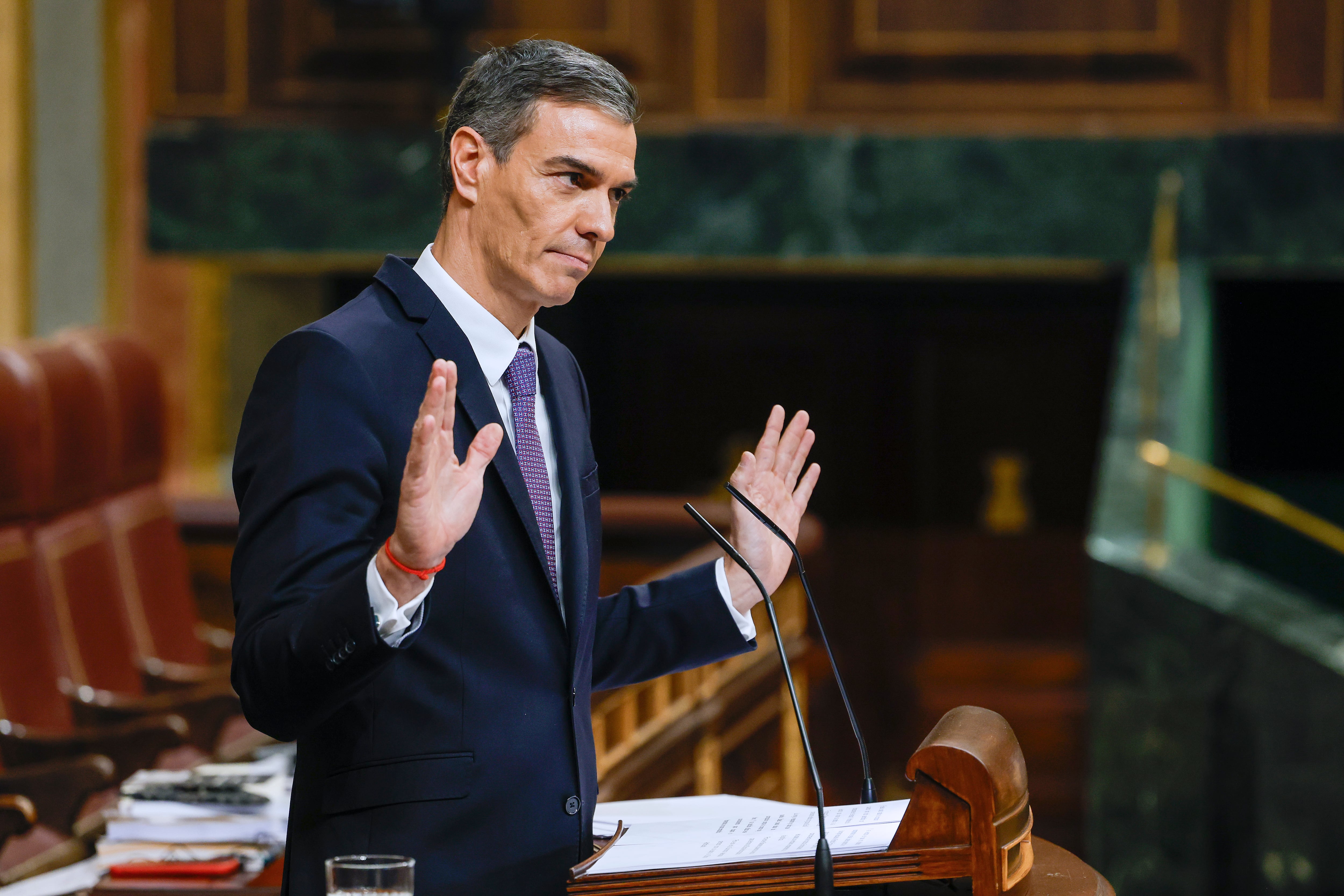 El presidente del Gobierno, Pedro Sánchez, durante una intervención en el Congreso.