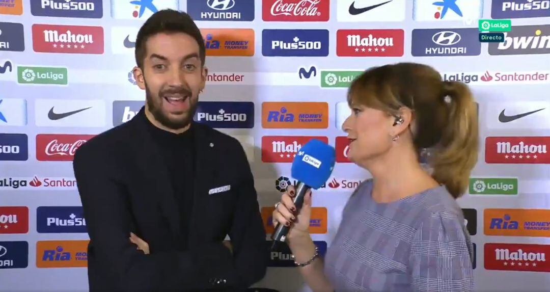 David Broncano, en el descanso del Atlético - FC Barcelona.