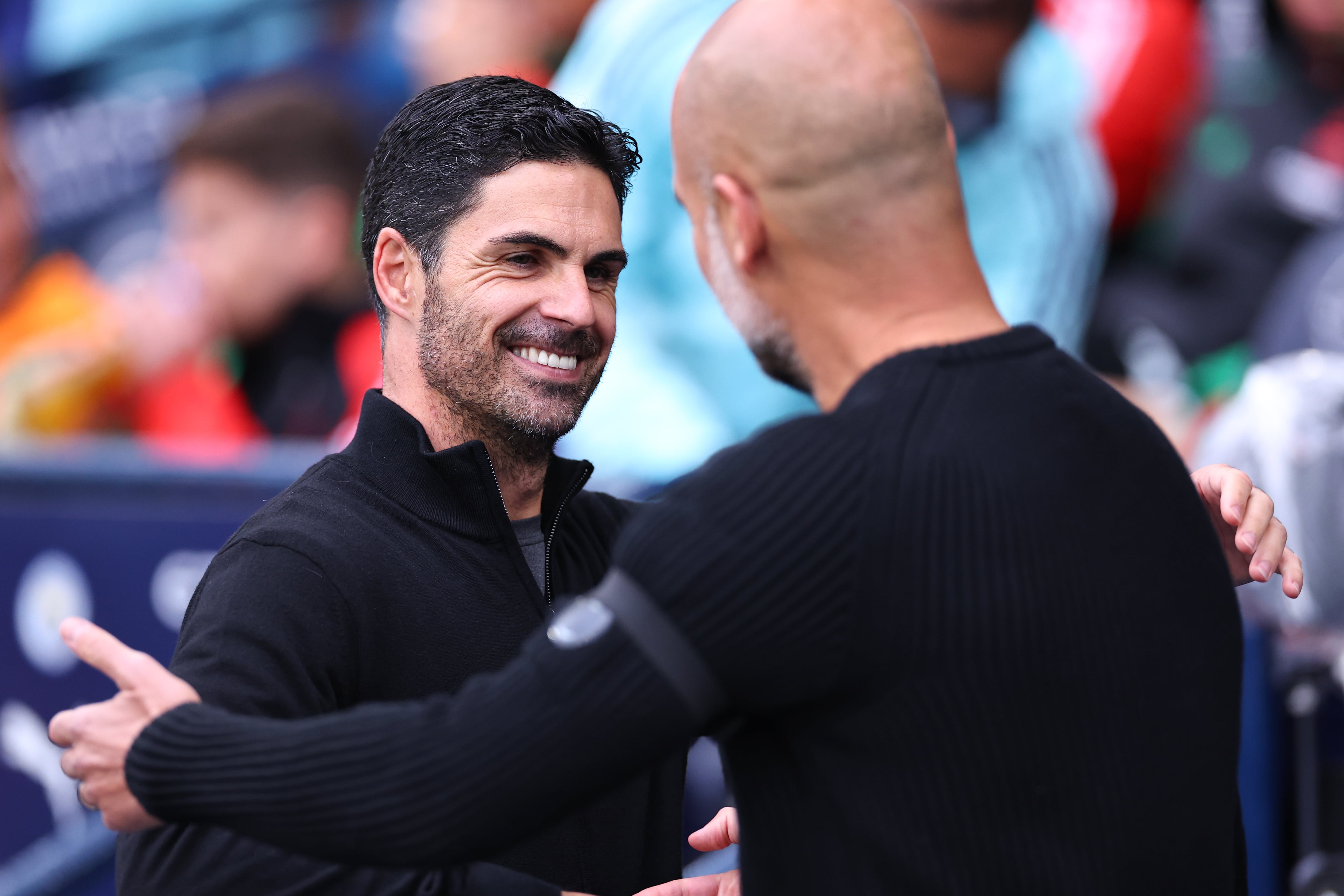 Mikel Arteta y Pep Guardiola, durante el Manchester City-Arsenal de la Premier League