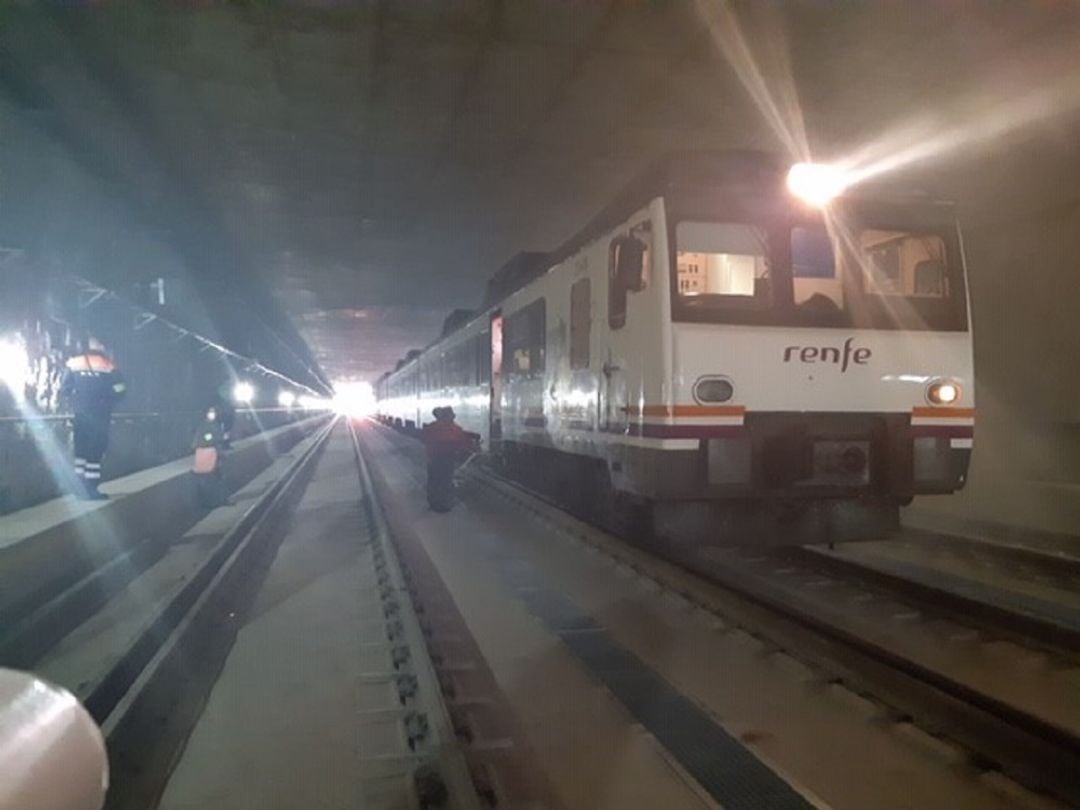 Simulacro de emergencia en el túnel de acceso a la estación de El Carmen, Murcia