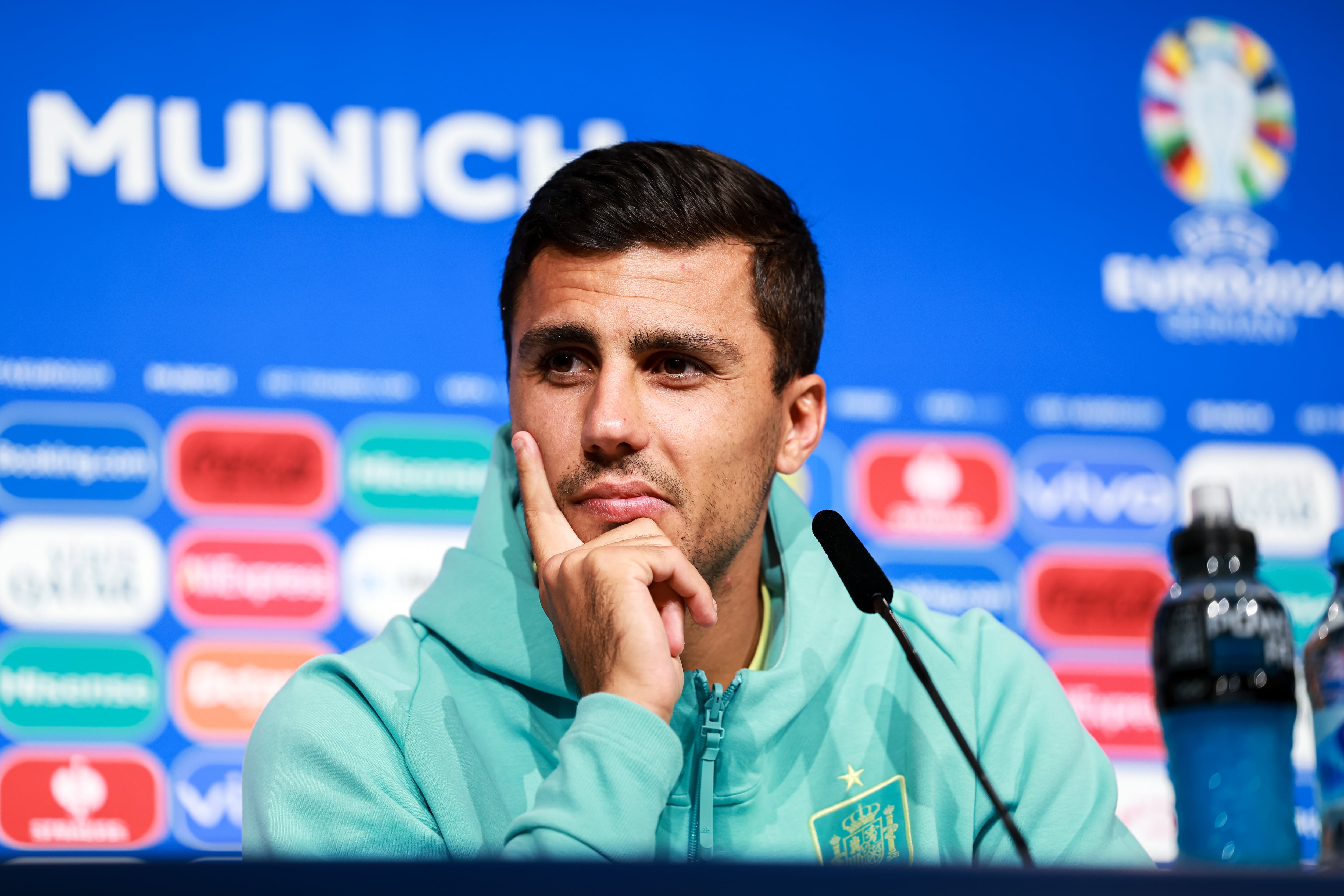 Rodri en la rueda de prensa previa al partido de semifinales de la UEFA EURO 2024 entre España y Francia