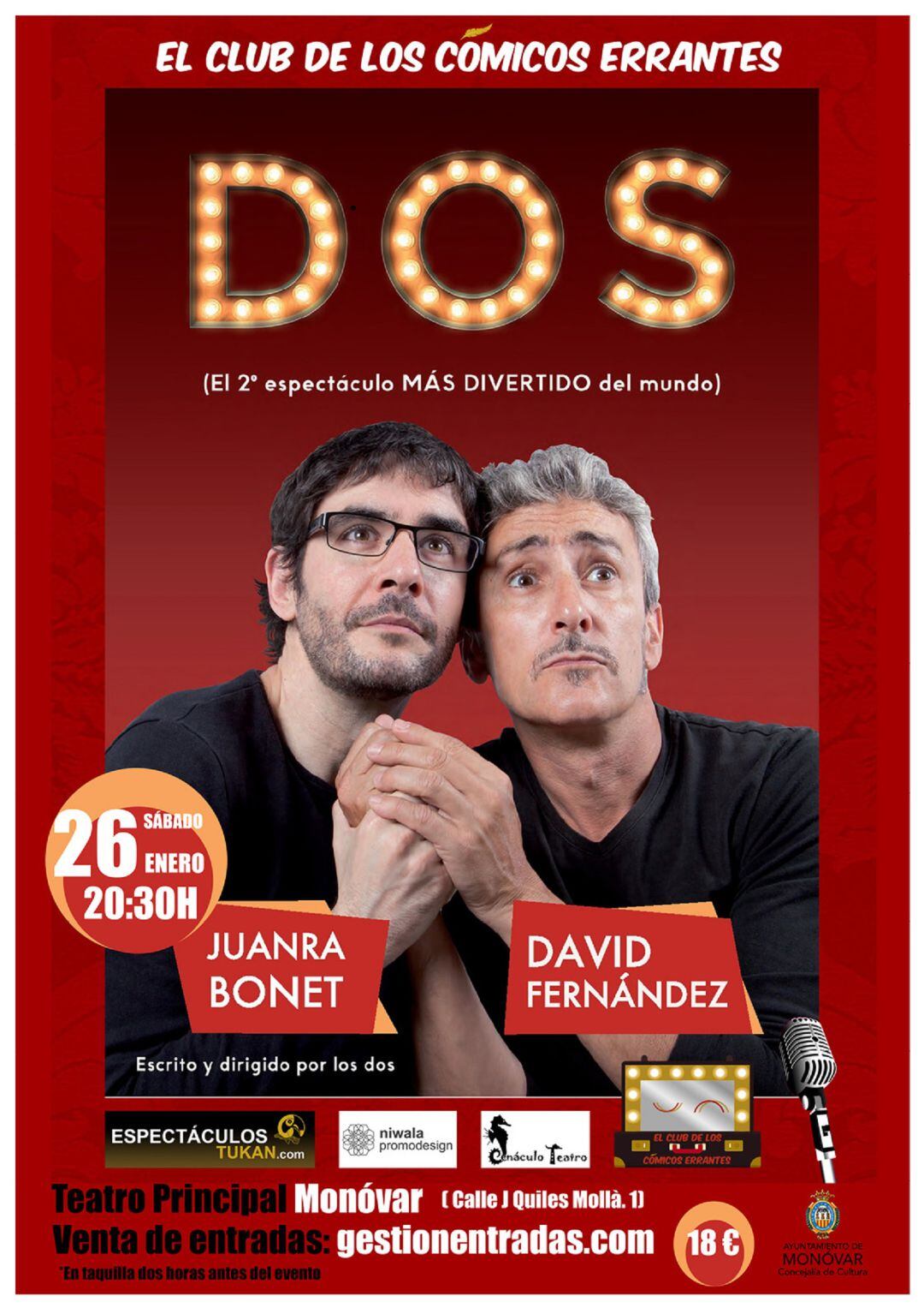 Monóvar acoge el espectáculo “Dos” con Juanra Bonet y David Fernández