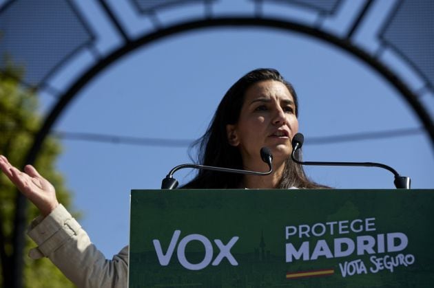 La candidata de Vox a la Presidencia de la Comunidad de Madrid, Rocío Monasterio, durante el acto de inicio de campaña del partid.