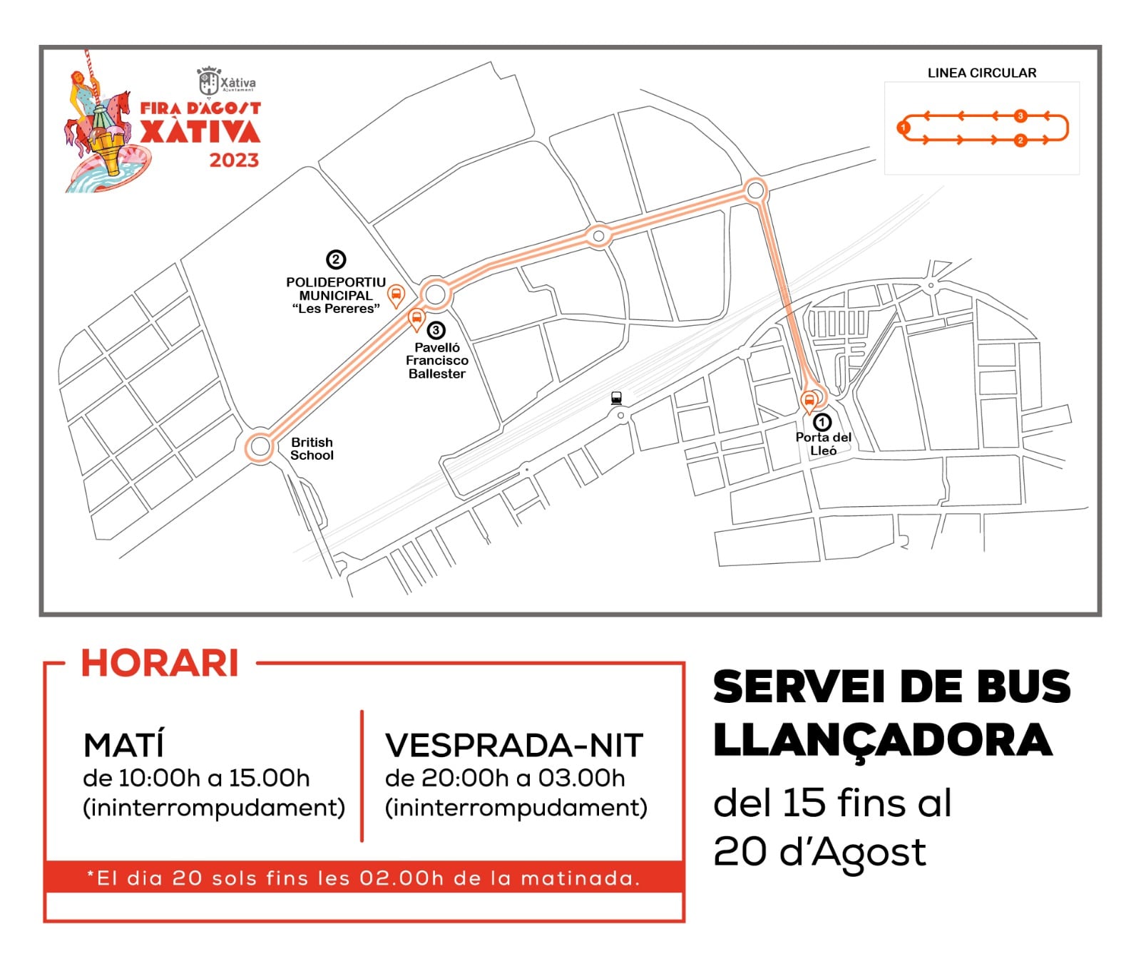 Itinerario del bus lanzadera en la Fira