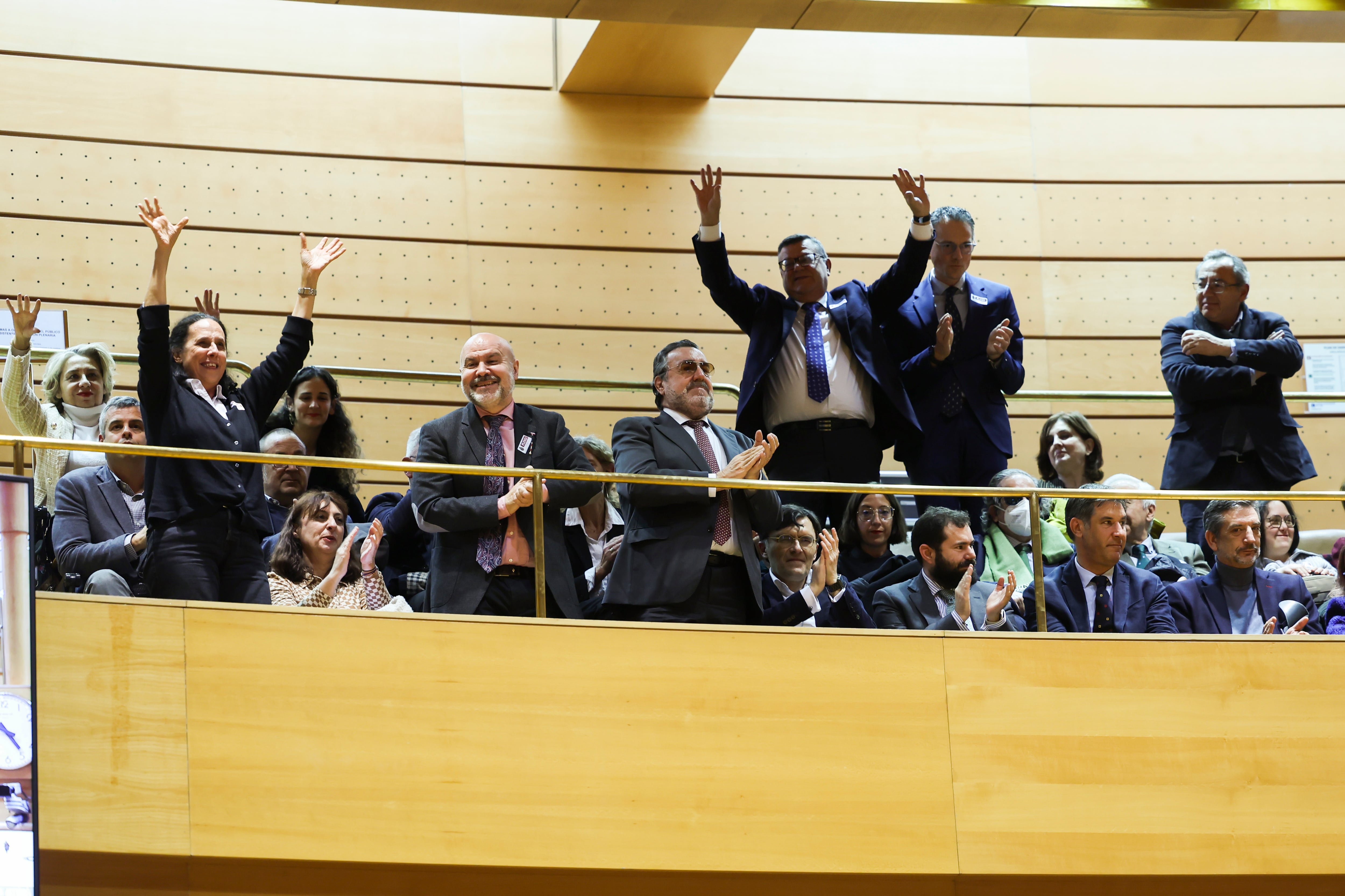 Personas aplauden desde la tribuna de invitados en el pleno del Congreso que debate la toma en consideración de la iniciativa impulsada por el PP y el PSOE para reformar el artículo 49 de la Constitución y eliminar el término &quot;disminuidos&quot;, este martes.