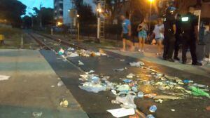 Estat de les vies després de la protesta.