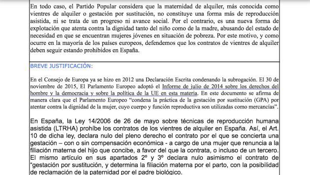 Enmienda contraria a la regulación de la maternidad subrogada