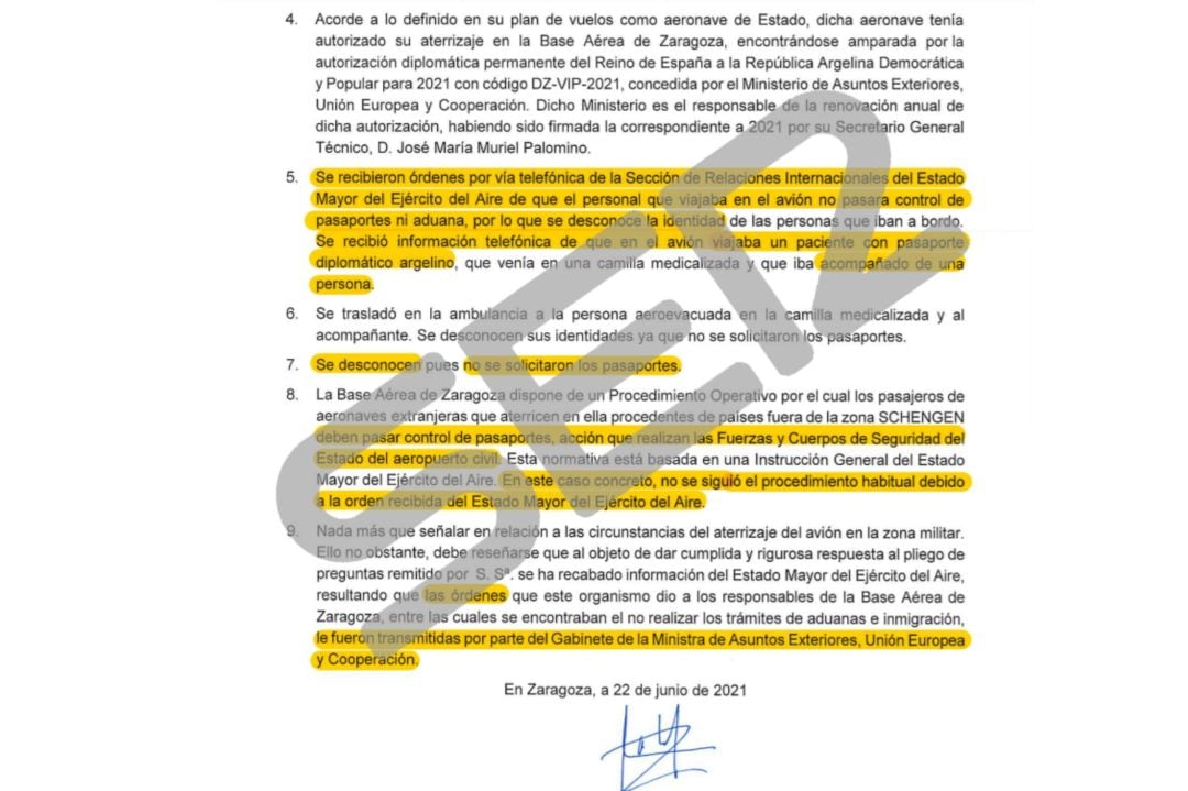 El documento al que ha tenido acceso la SER.