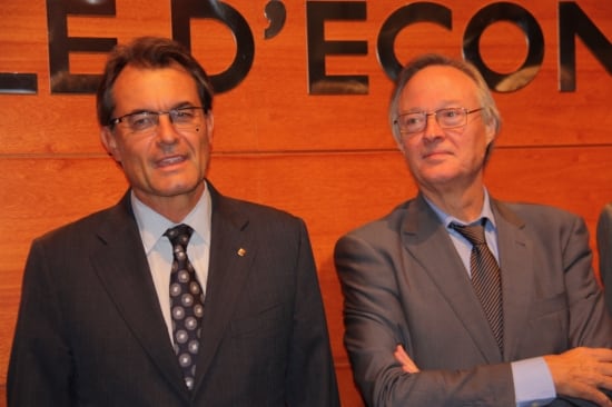 El president de la Generalitat, Artur Mas, al costat del president del Cercle d&#039;Economia, Josep Piqué