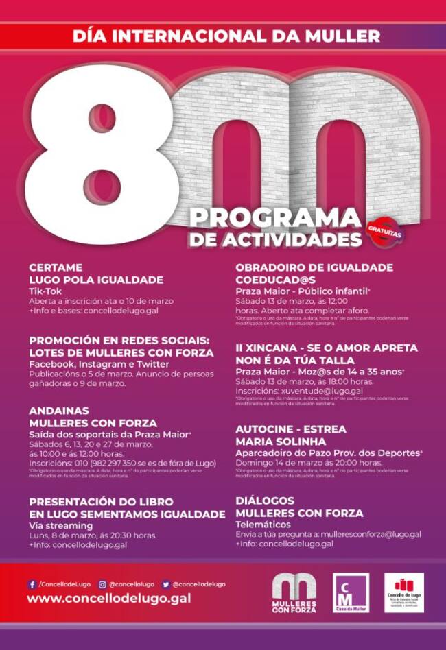 Cartel das actividades programadas para o 8M