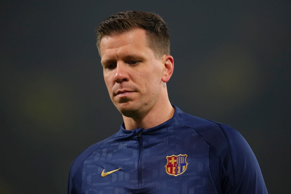 Wojciech Szczesny en el calentamiento del Borussia Dortmund-FC Barcelona de Champions League.