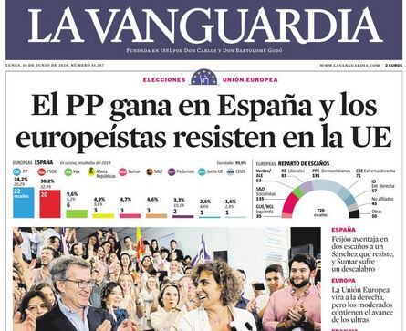 Portada de &#039;La Vanguardia&#039; tras las elecciones europeas.