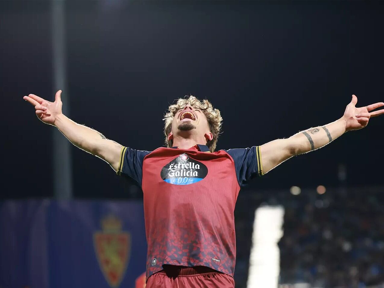Mario Soriano celebra un gol ante el Zargoza