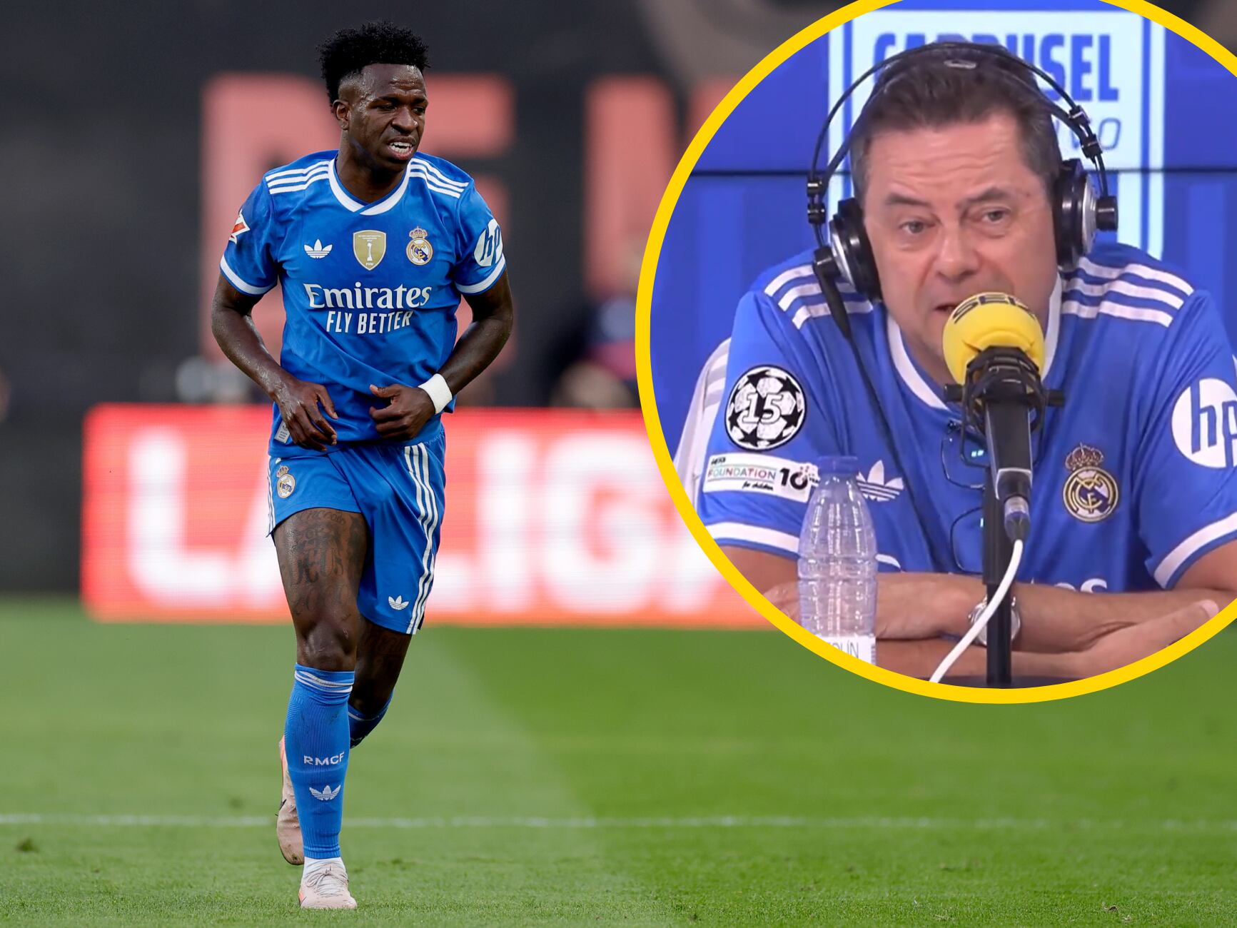 En un montaje, Vinícius junto a Roncero