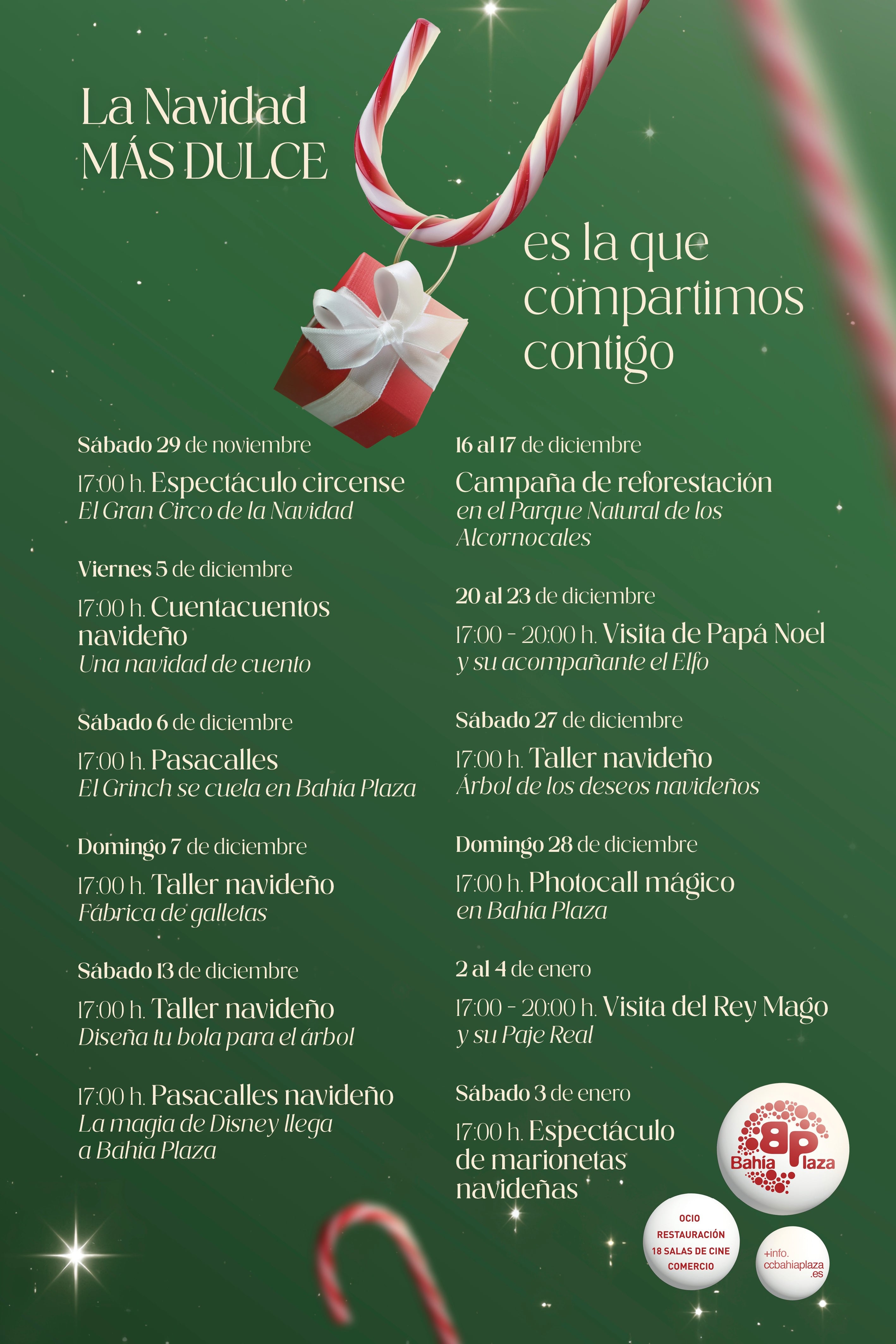 Calendario de actividades en Bahía Plaza