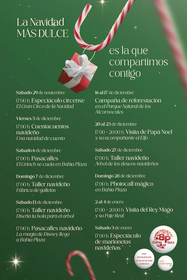 Calendario de actividades en Bahía Plaza