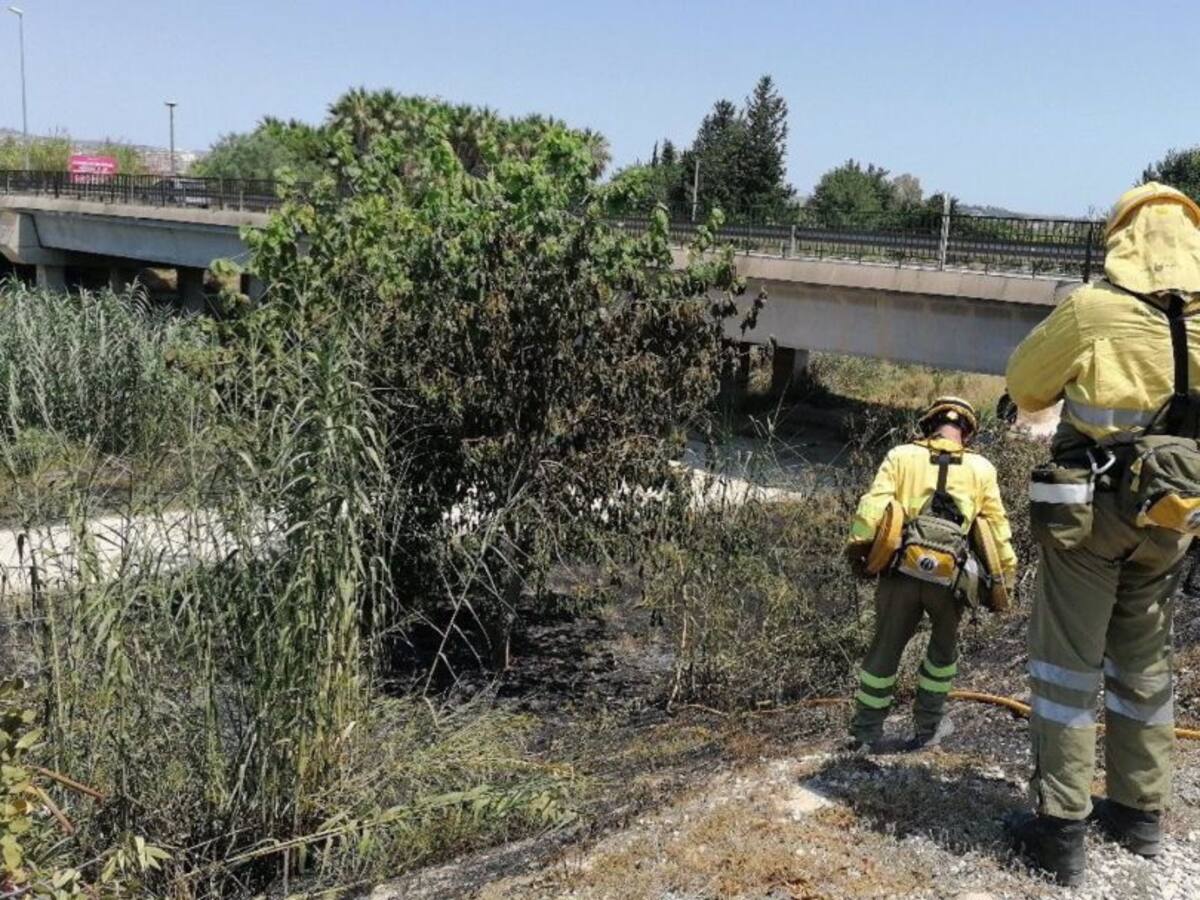 Apagan y se reaviva un incendio junto al Segura entre Alguazas y Molina