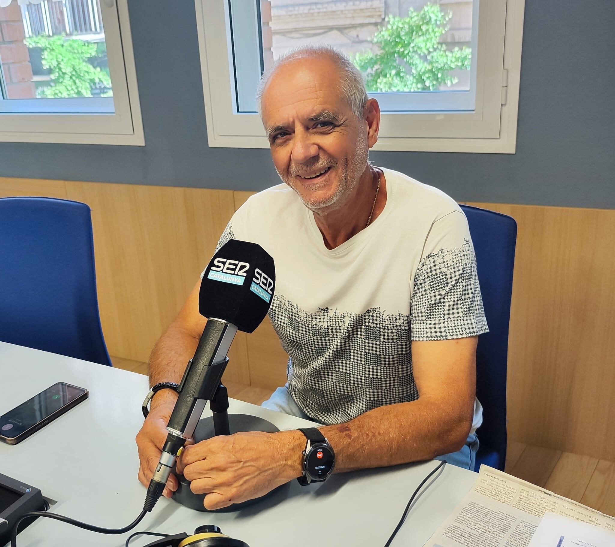 Un moment de l'entrevista a Toni Baró a l'Aquí Lleida de Ràdio Lleida.