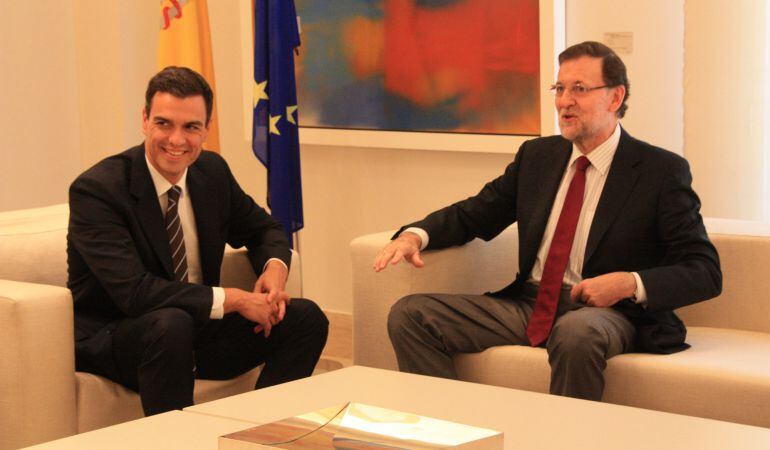 Pedro Sánchez y Mariano Rajoy, durante la reunión.