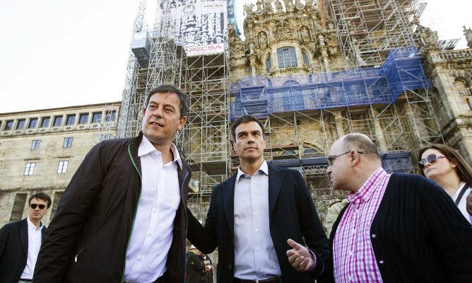 El secretario general del PSOE, Pedro Sánchez, en Santiago de Compostela