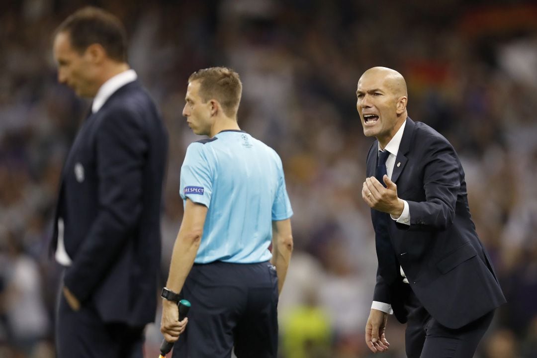 Allegri y Zidane, en un partido entre la Juventus y el Real Madrid en la Champions League.