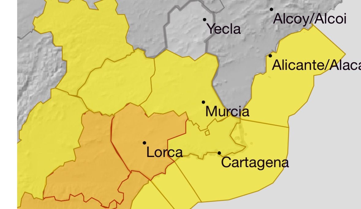 Aviso naranja en Lorca y el Valle del Guadalentín por lluvias