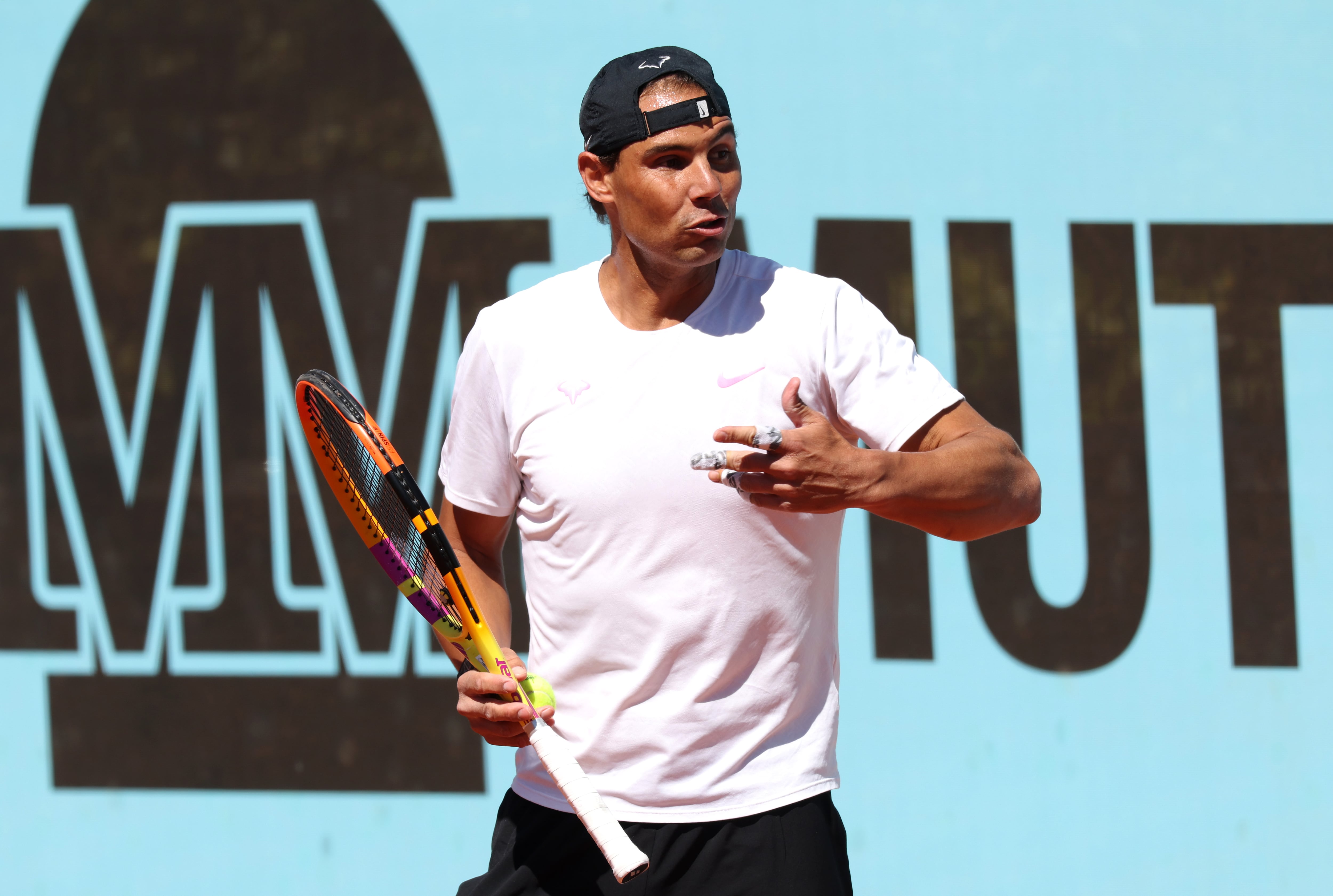 Rafa Nadal, en una sesión de entrenamiento en la Caja Mágica de Madrid