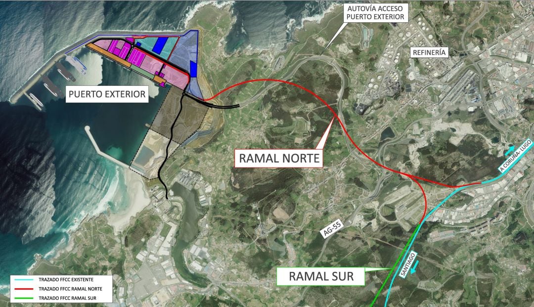 Accesos ferroviarios al puerto exterior de A Coruña