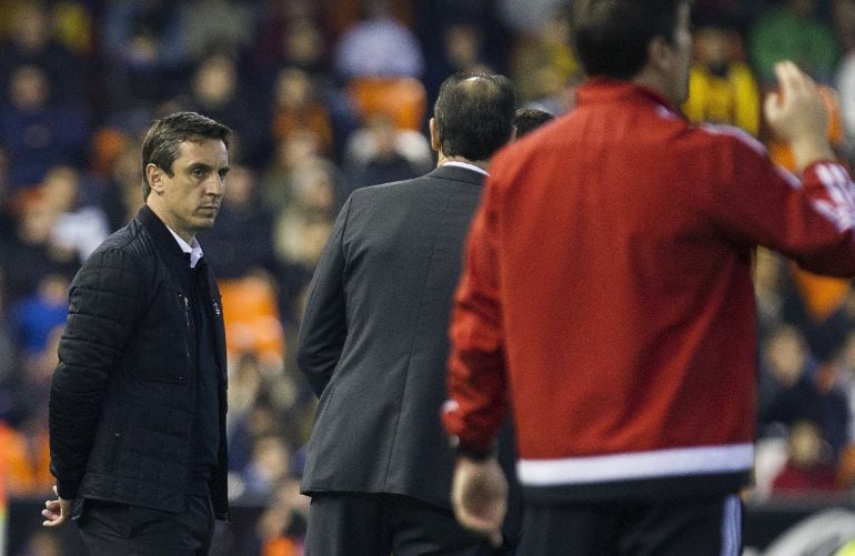 Neville, durante un partido con el Valencia