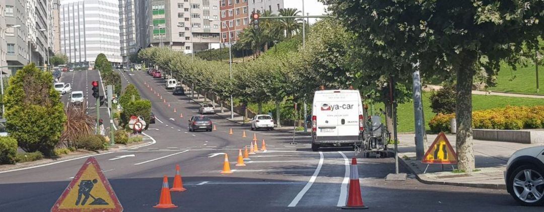 Carril bici en la Ronda de Outeiro, A Coruña