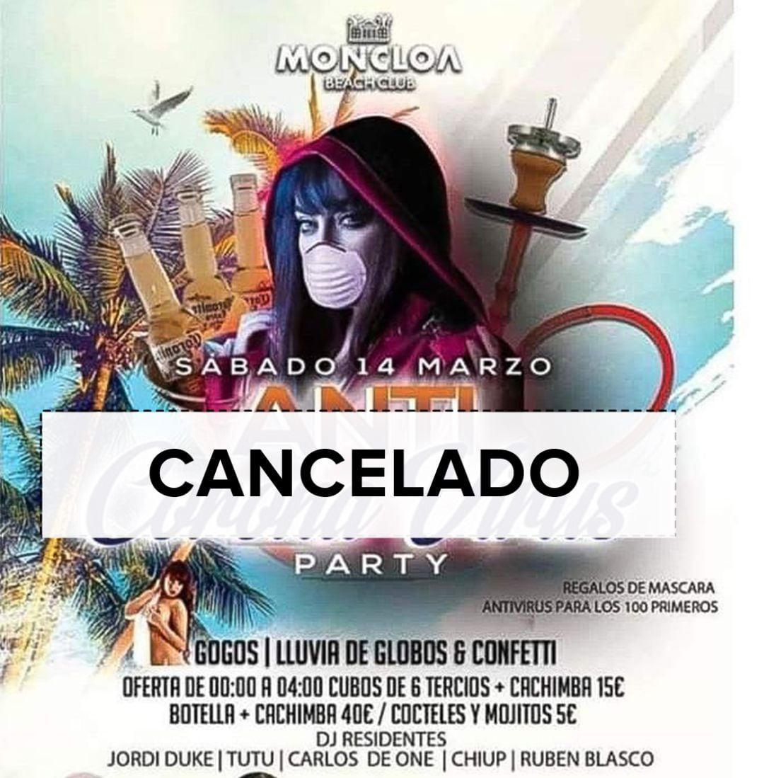 Cartel anunciando la cancelación