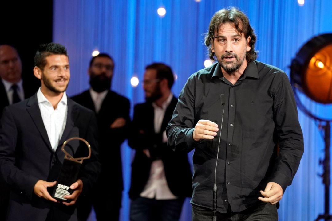 Director Isaki Lacuesta speaks after receiving the Concha de Oro (Golden Shell) for Best Film, for the film Entre Dos Aguas (Between Two Waters) at the San Sebastian Film Festival, Spain, September 29