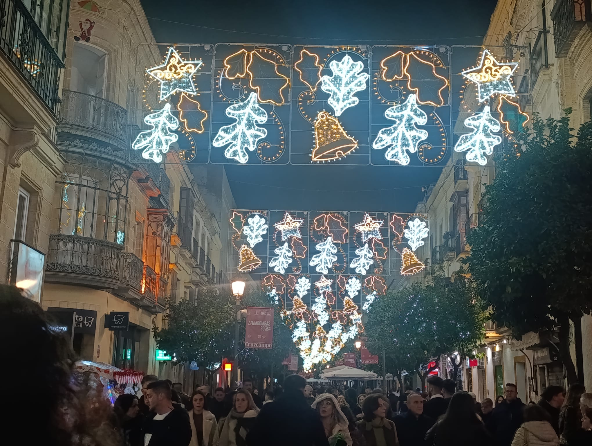 Calle Larga, en el centro de Jerez, durante las navidades