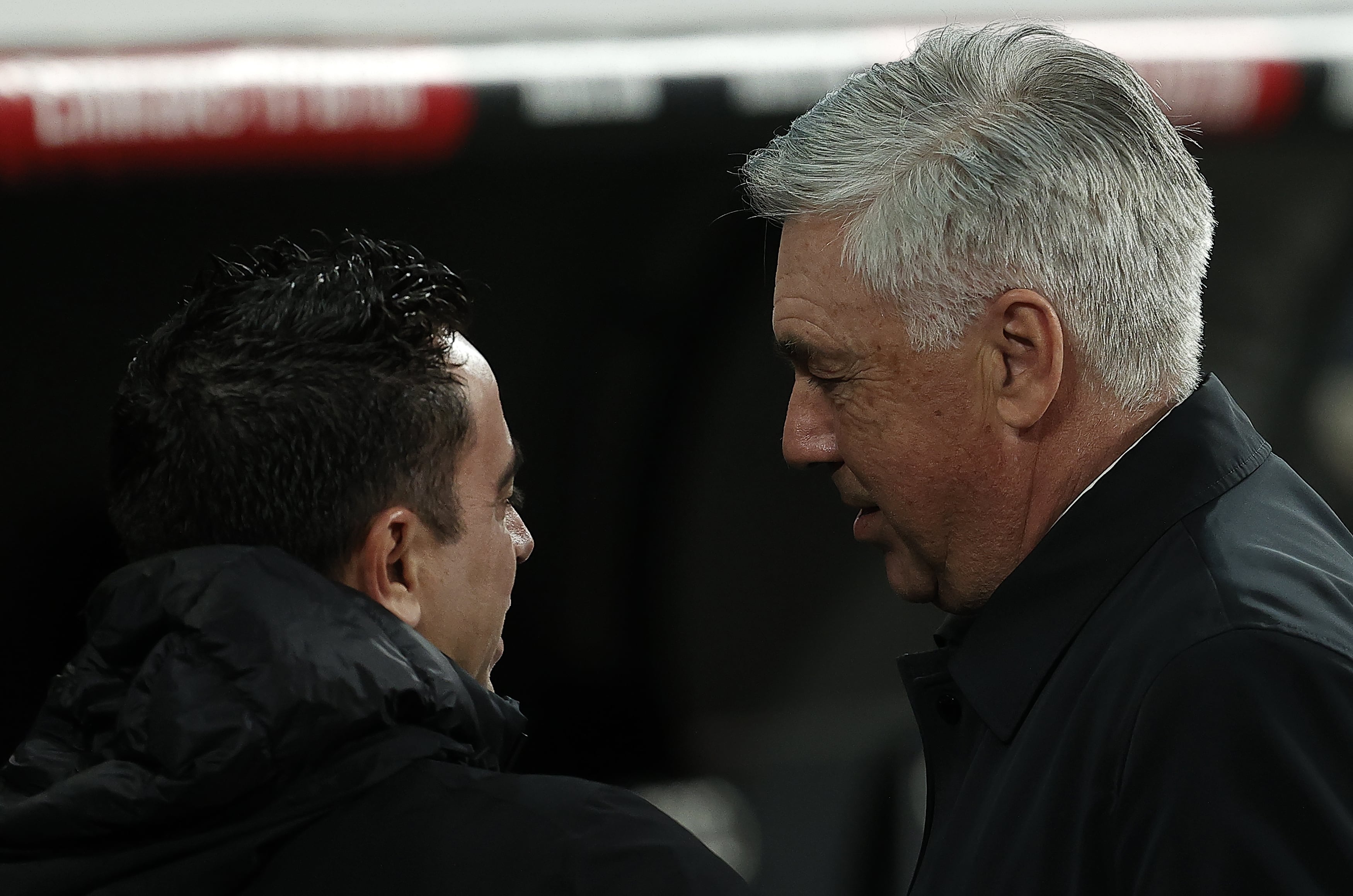 Xavi y Ancelotti en el anterior &#039;Clásico&#039; del Bernabéu.